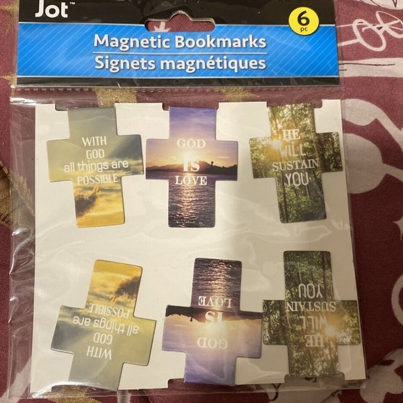 Jot Religious Cross Shaped Magnetic Bookmarks - Picture 1 of 4
